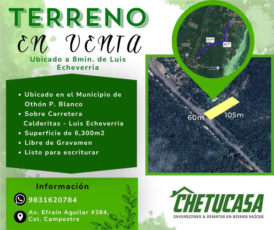 Terreno en venta en Carretera a Luis Echeverria, Quintana Roo