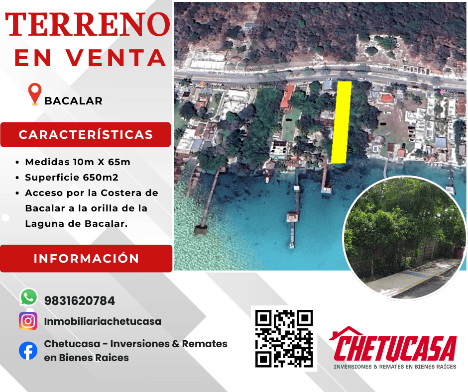 Terreno en venta en Costera Bacalar, Bacalar