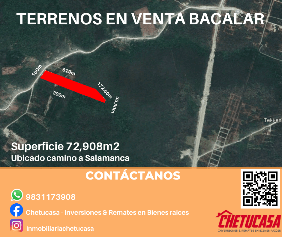 Terreno en venta en Carretera a Salamanca, Bacalar