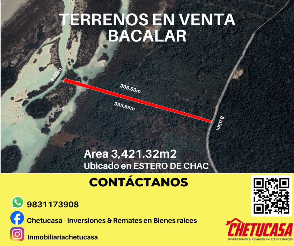 Terreno en venta en Estero de Chac, Bacalar