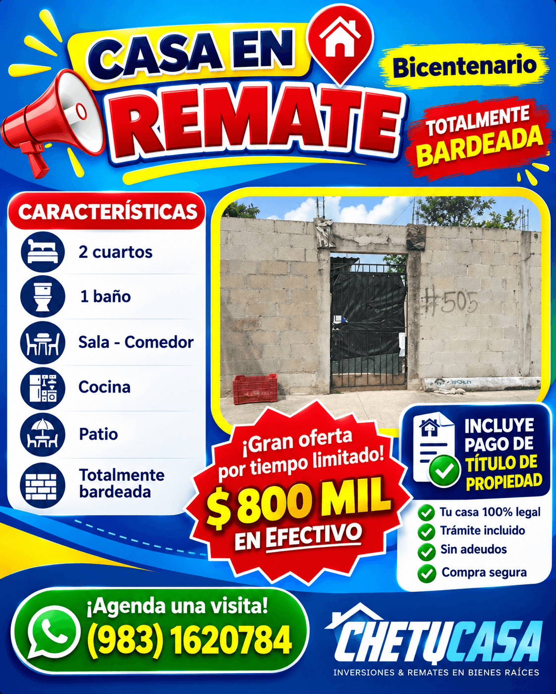 Casa en venta de 2 recámaras en Bicentenario, Chetumal