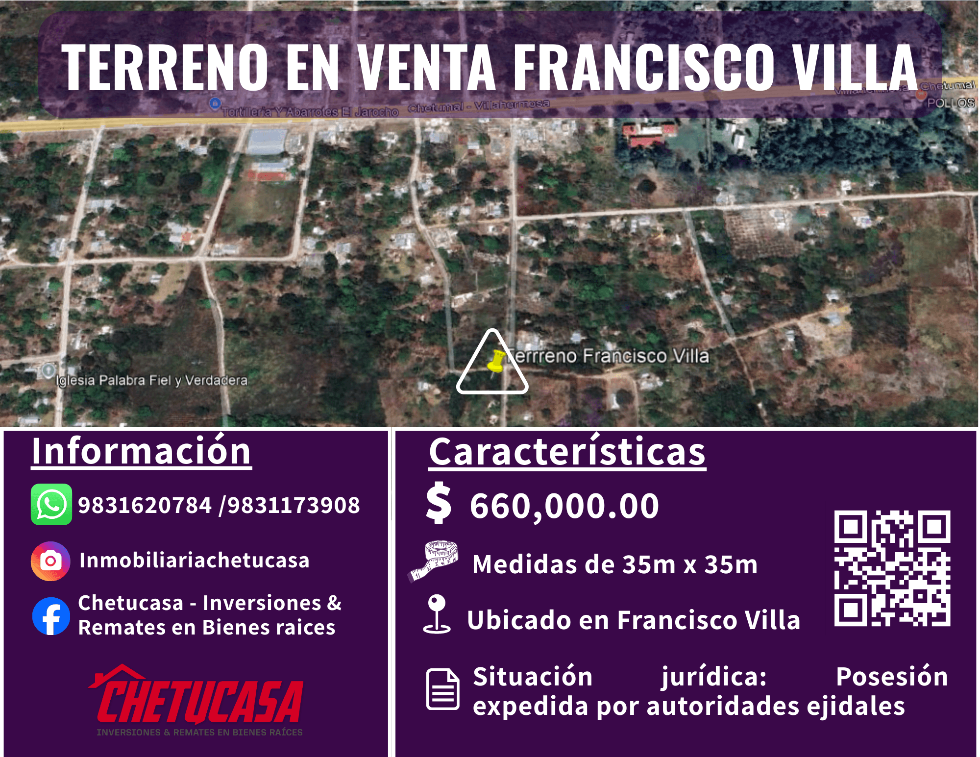 Terreno en venta en Francisco Villa, Quintana Roo
