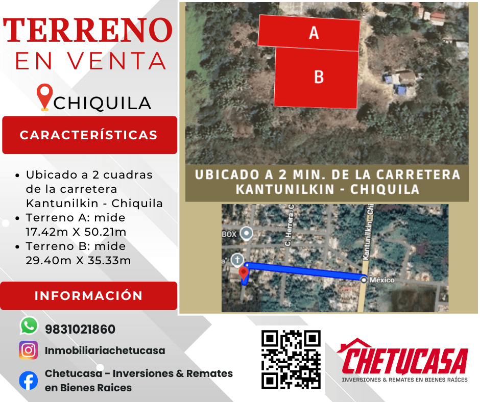 2 Terreno en venta en Centro Chiquila, Quintana Roo