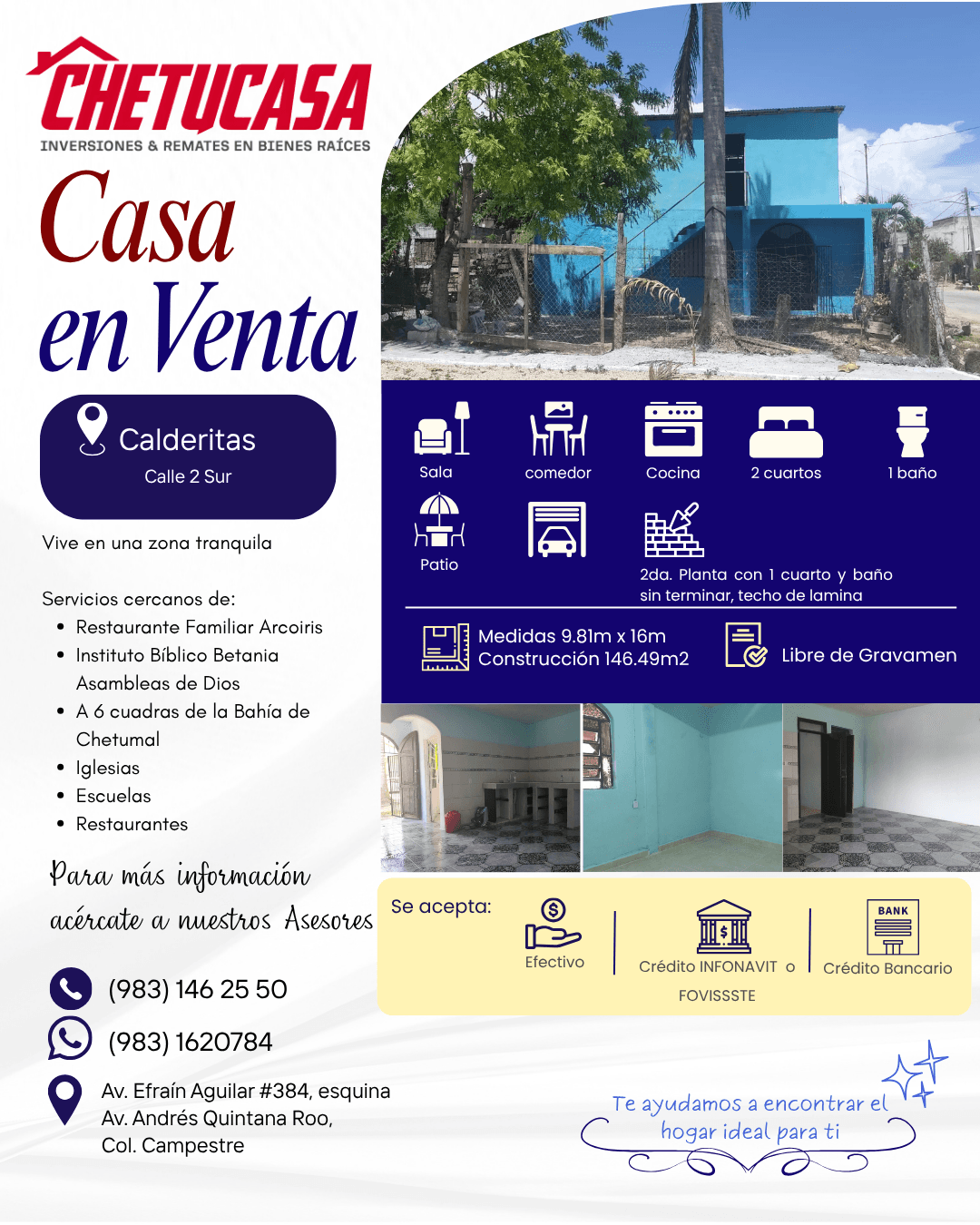 Casa en venta de 2 recámaras en 16 de Septiembre, Calderitas