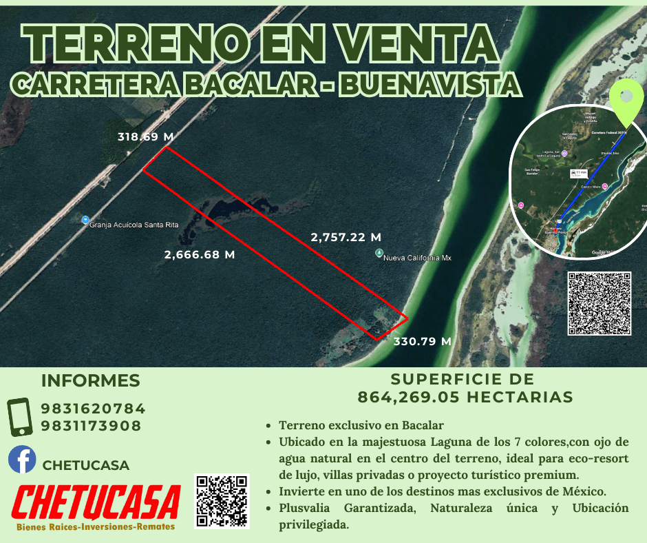 Terreno en venta en Bacalar, Quintana Roo